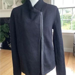 Vince Moto Zippered Jacket Leather Wool knit 2-way zipper. Size L. Edgy